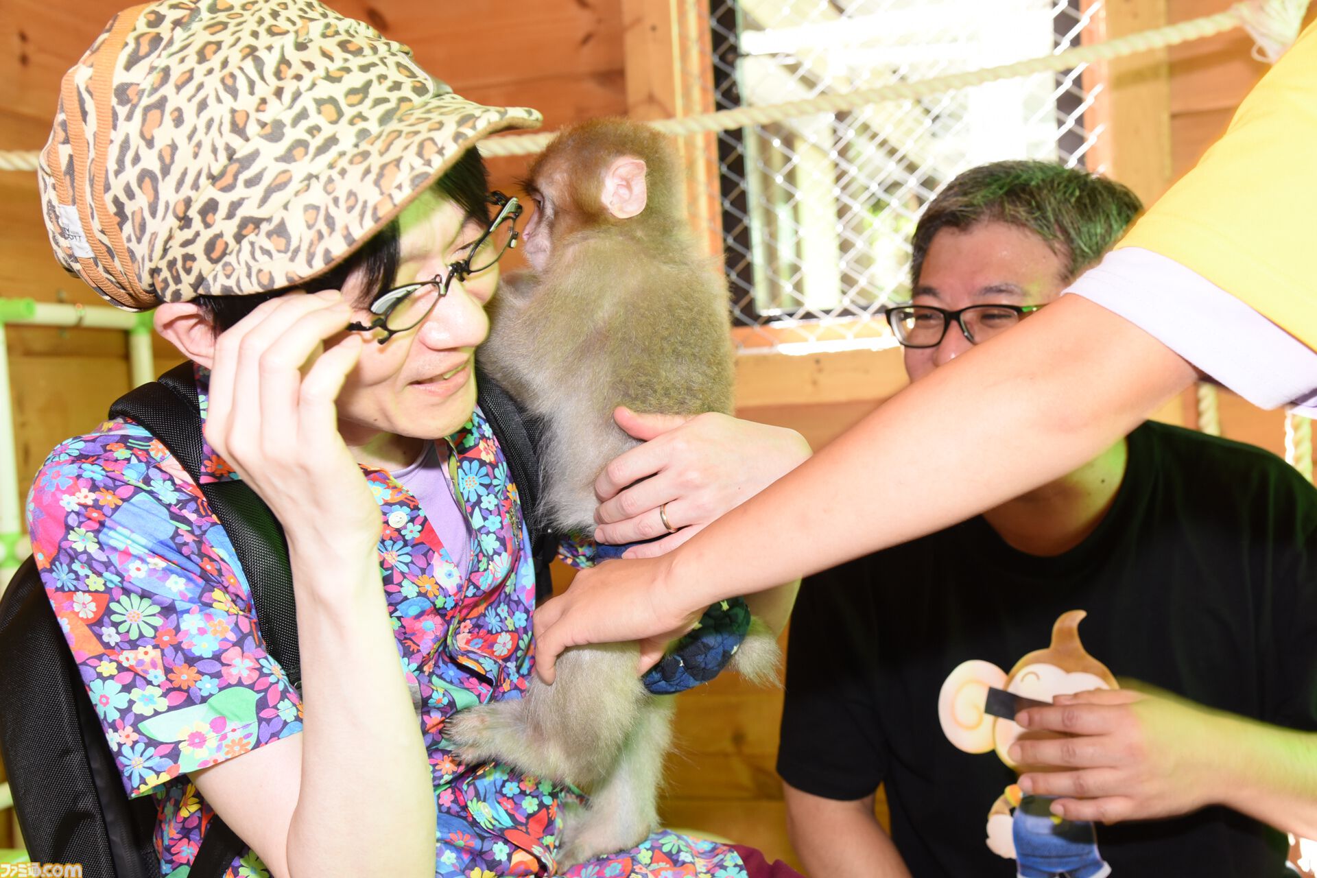 おじさんふたり、日光さる軍団のおさるランドではしゃぐ。子ざるには人間と動物の赤ちゃん両方のかわいさがあってどうにかなりそう