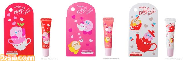 『星のカービィ』3種のお茶の香りが楽しめるリップグロスが9月12日発売。カービィやワドルディがキュートに描かれたパッケージが目印