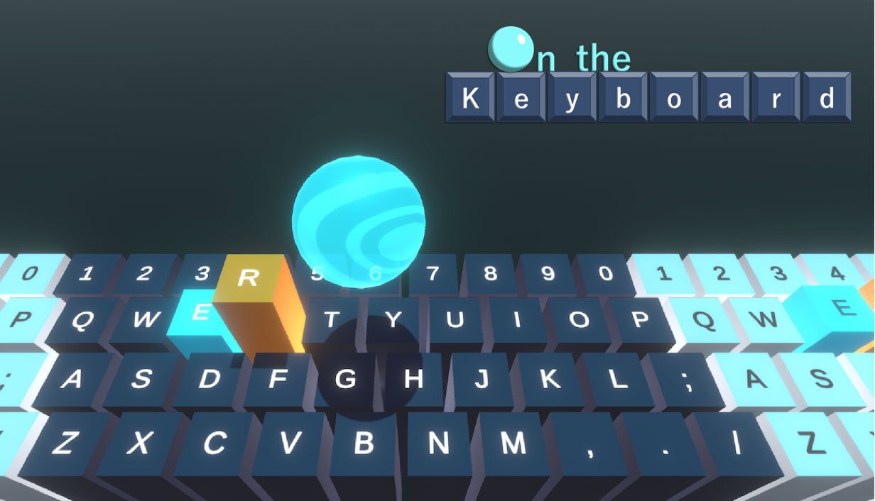 『On the Keyboard』ゲーム内のキーボードを操作して球体を運ぶ高難度アクション。Steamで発売。落とさないようにゴールまで導けるか