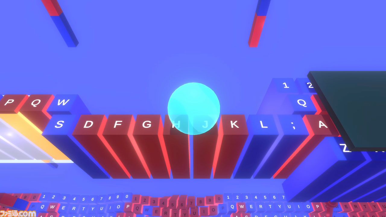 『On the Keyboard』ゲーム内のキーボードを操作して球体を運ぶ高難度アクション。Steamで発売。落とさないようにゴールまで導けるか