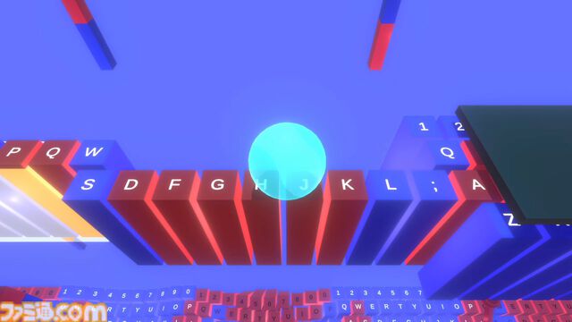 『On the Keyboard』ゲーム内のキーボードを操作して球体を運ぶ高難度アクション。Steamで発売。落とさないようにゴールまで導けるか