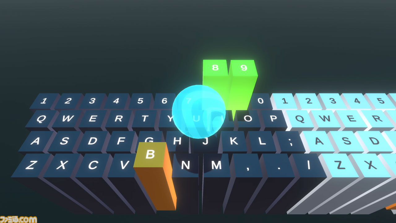 『On the Keyboard』ゲーム内のキーボードを操作して球体を運ぶ高難度アクション。Steamで発売。落とさないようにゴールまで導けるか