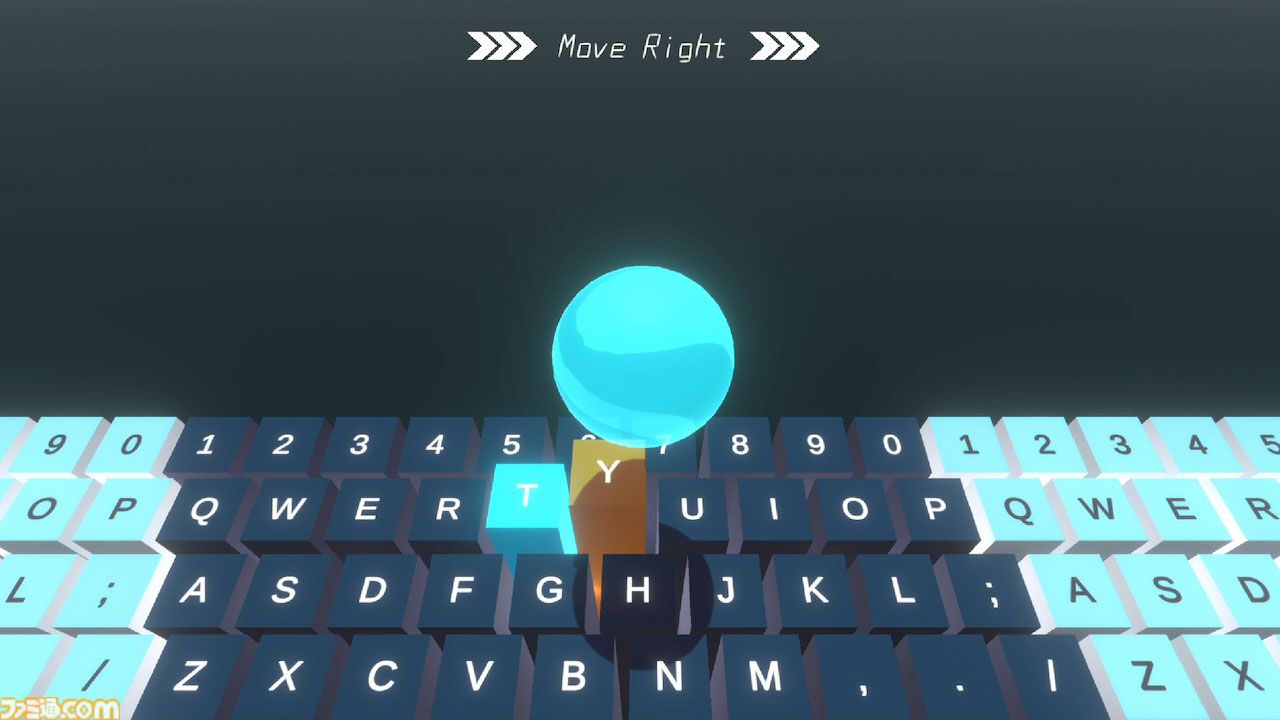 『On the Keyboard』ゲーム内のキーボードを操作して球体を運ぶ高難度アクション。Steamで発売。落とさないようにゴールまで導けるか