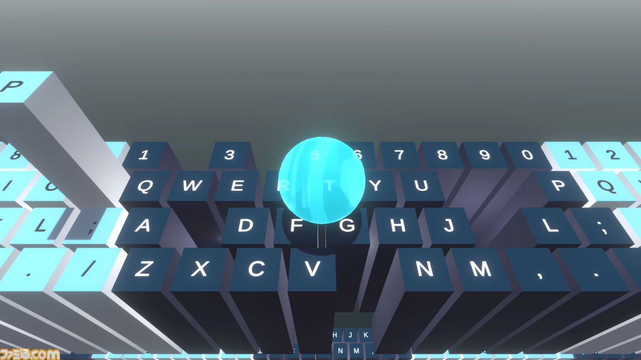 『On the Keyboard』ゲーム内のキーボードを操作して球体を運ぶ高難度アクション。Steamで発売。落とさないようにゴールまで導けるか