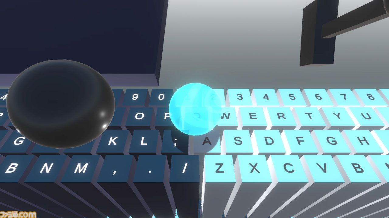『On the Keyboard』ゲーム内のキーボードを操作して球体を運ぶ高難度アクション。Steamで発売。落とさないようにゴールまで導けるか