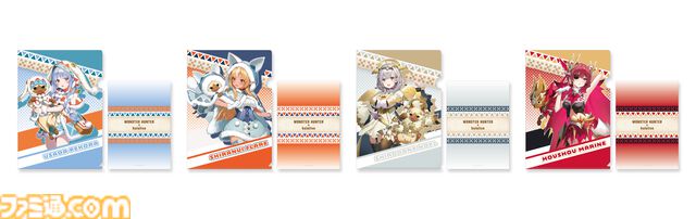 『モンハン』×ホロライブ3期生のコラボプライズが9月27日より展開。ぺこら、フレア、ノエル、マリンがオトモとおそろいの衣装に