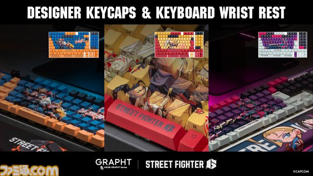 『スト6』ルーク、ジェイミー、ジュリのキーボードキーキャップが“ASOBI GRAPHT”シリーズより登場。本日（9/24）より予約開始。