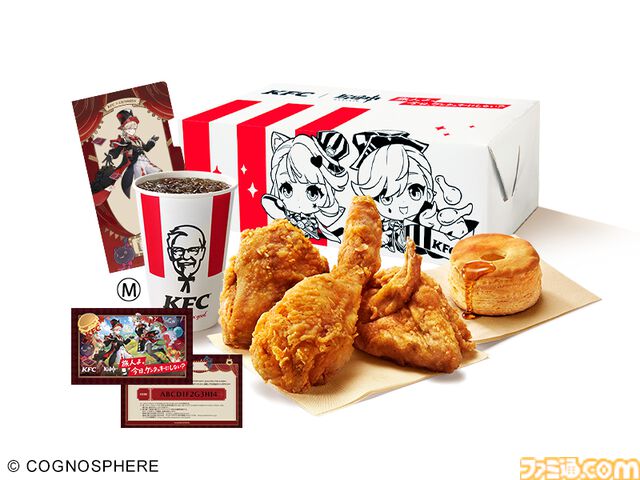 『原神』×KFCのコラボパックが10月2日～31日に期間限定で販売。リネとリネットがデザインされた特別パッケージ。チケットファイルやゲーム内アイテムもゲットできる