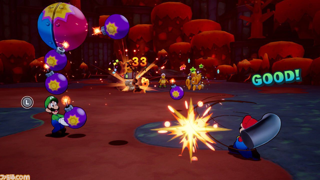 『マリオ＆ルイージRPG　ブラザーシップ！』が11月7日に発売、9年振りとなるシリーズ完全新作。マリオとルイージ2人が合体する技“ブラザーアクション”などが公開