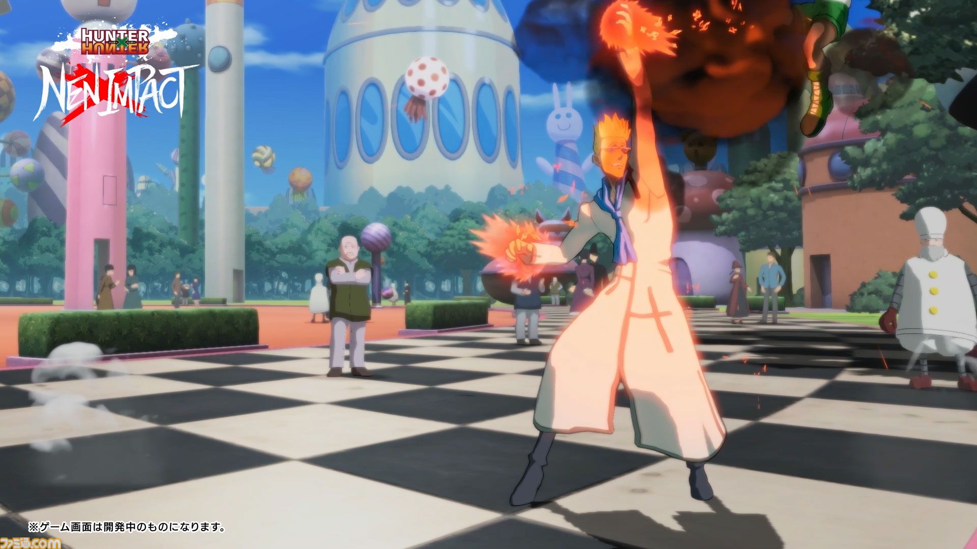 格ゲー『ハンターハンター ネンインパクト』ゲンスルーが参戦決定。一握りの火薬（リトルフラワー）での攻撃や、サブ・バラの援護による積極的な攻め込みを得意とするキャラクター