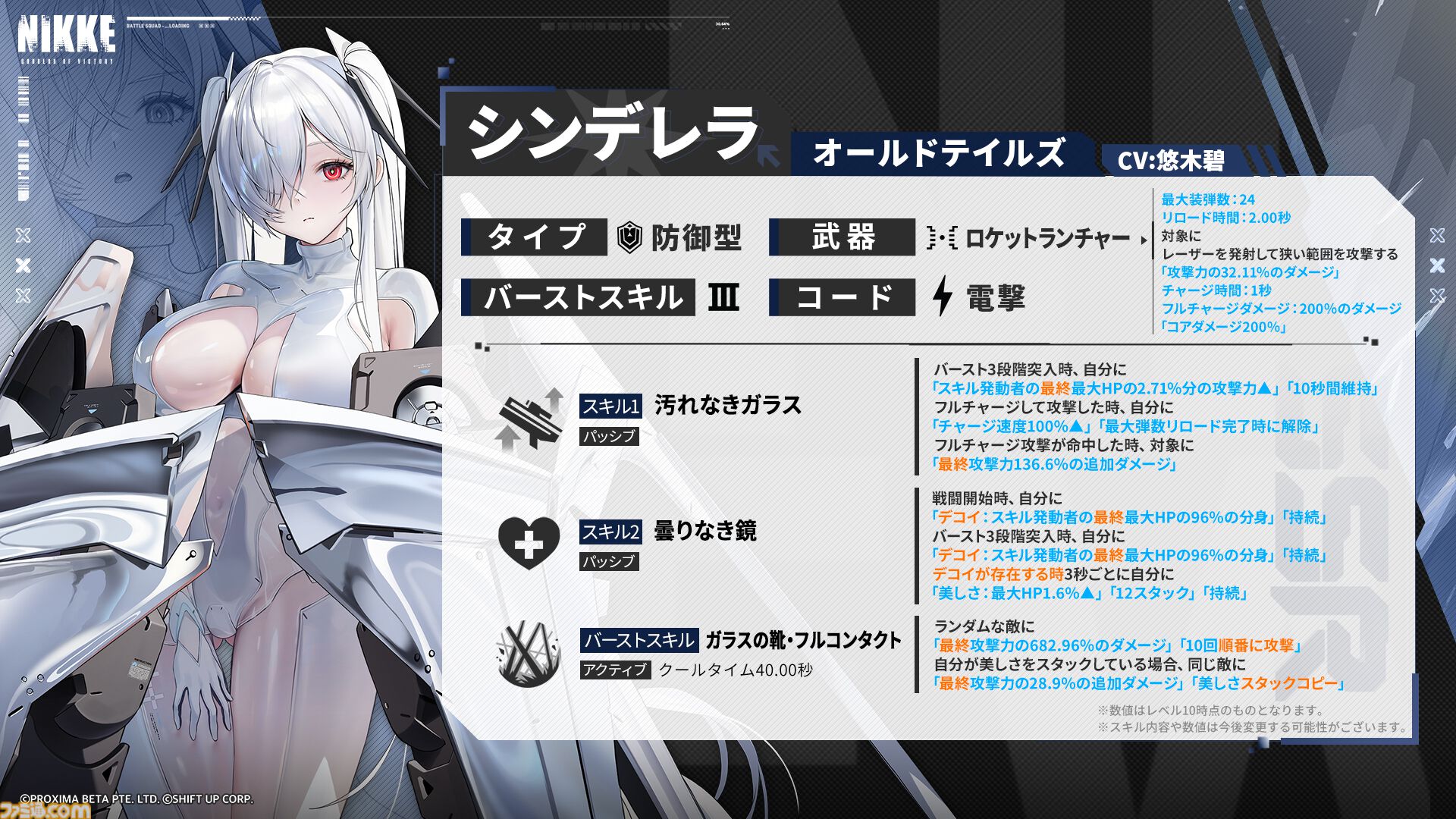 【NIKKE攻略まとめ】シンデレラの性能、キャラ評価、育成優先、おすすめ編成、オーバーロード、キューブ、スキル、イラストなど【声優：悠木碧】