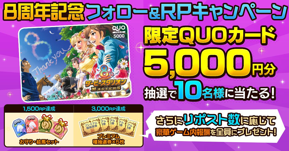 ダビマス』8周年を記念した超豪華イベント&キャンペーンが開催中。限定