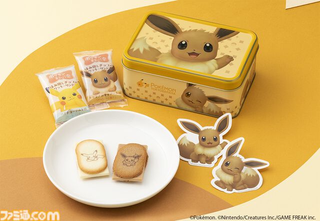 “ポケモン東京ばな奈 はみ出しチョコのクッキーサンド”イーブイ缶が11月21日に発売。ウインクしてこちらをみつめるイーブイがキュートなスペシャル缶
