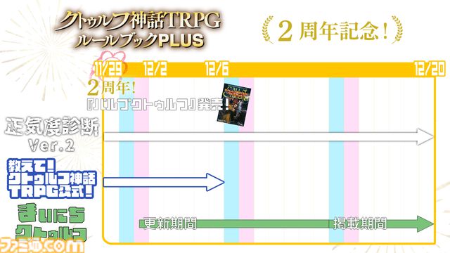 スマホアプリ『クトゥルフ神話TRPG ルールブックPLUS』2周年！ 『正気度診断 Ver.2』など記念企画実施。『パルプクトゥルフ』も本日（11/29）発売