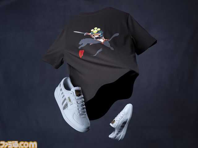 『モンハン』PUMAコラボ新商品が国内限定で12月6日に先行発売。勇ましくもかわいい武者姿のアイルーを描いたTシャツやスニーカーが新登場