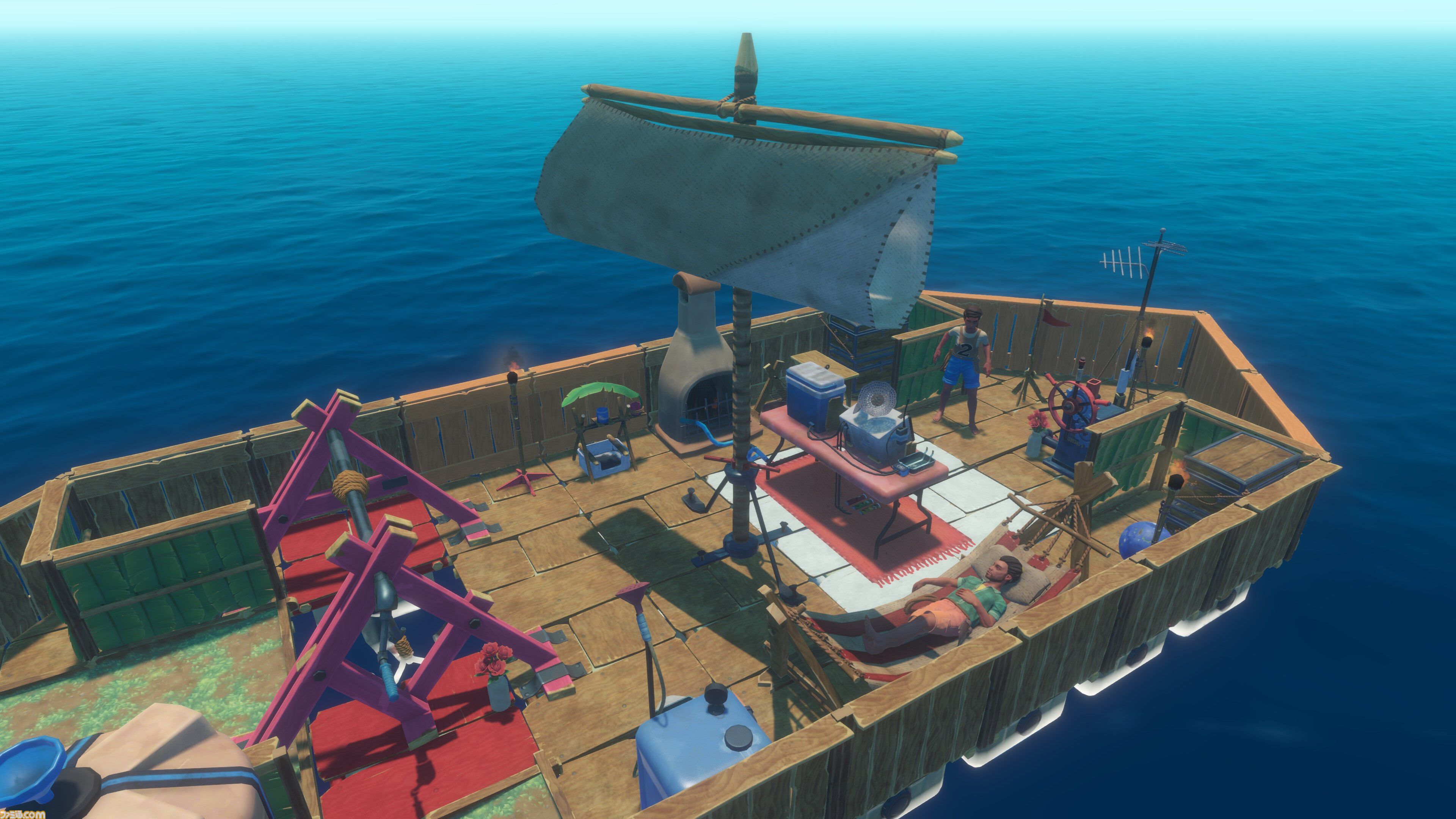 『Raft』PS5、XSX版が本日（12/4）発売。イカダで大海原を旅する人気サバイバルゲーム。漂流する資材を集めて家や船にも改築できる