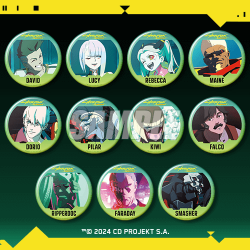 『サイバーパンク: エッジランナーズ』オンラインくじが12月24日に発売。新規描き下ろしイラストを使用したTシャツやアクスタ、缶バッジなどが当たる