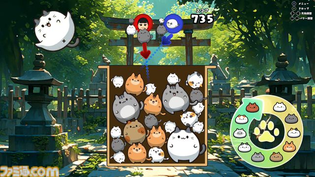 『ぷにゃん』ぷにぷにのネコちゃんを弾いて合体させてハイスコアを目指すスイカゲーム系パズル。Switchにて本日（12/27）配信【3/31まで30％オフ】