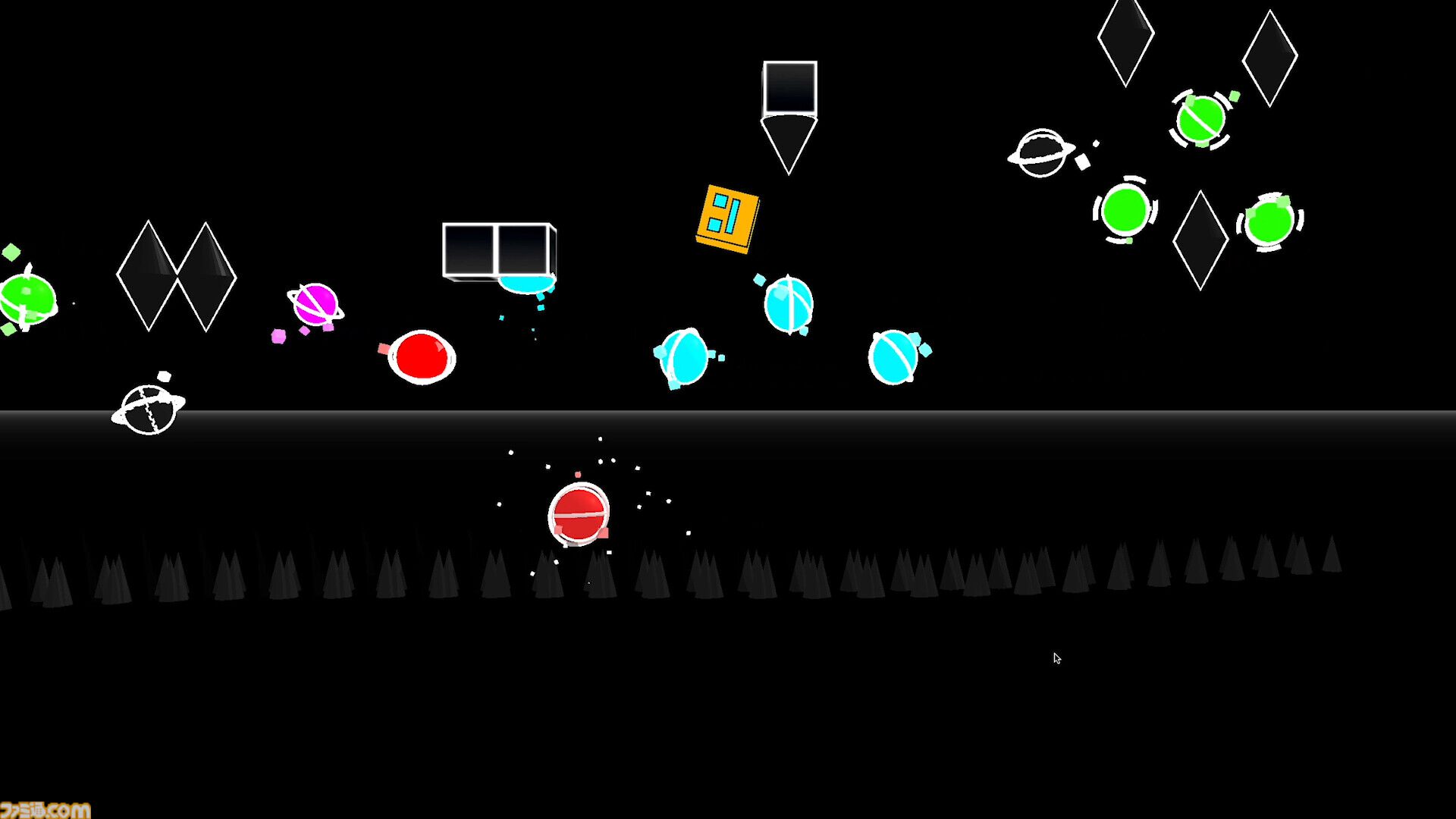 『3Dash』ギミックで心をへし折る高難度リズムゲーム。トゲ・飛行・重力反転のほか、3D空間を動き回るカメラからも気が抜けない