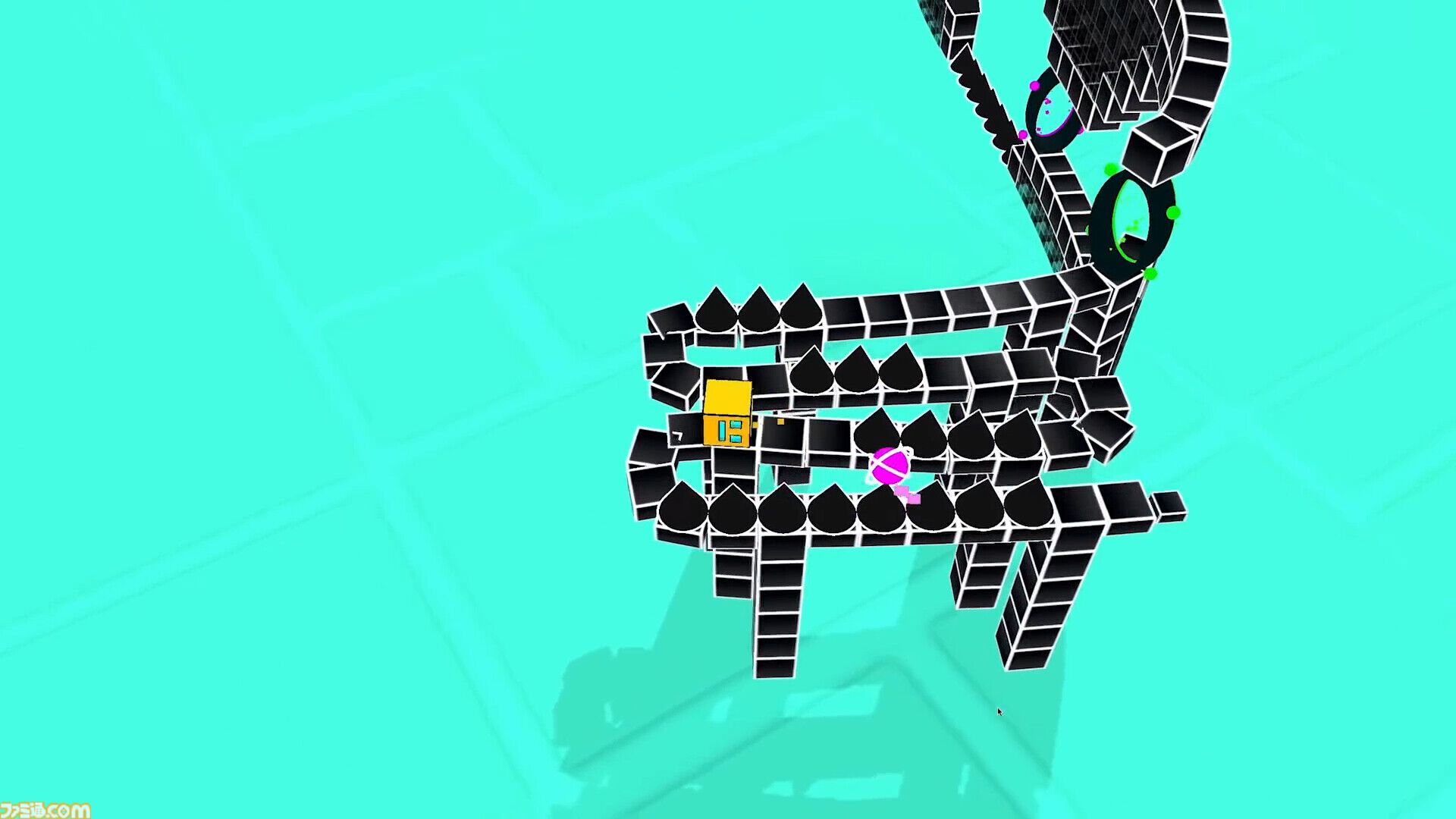 『3Dash』ギミックで心をへし折る高難度リズムゲーム。トゲ・飛行・重力反転のほか、3D空間を動き回るカメラからも気が抜けない