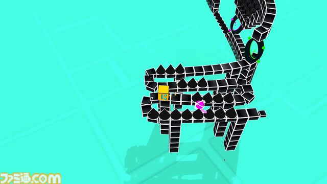 『3Dash』ギミックで心をへし折る高難度リズムゲーム。トゲ・飛行・重力反転のほか、3D空間を動き回るカメラからも気が抜けない