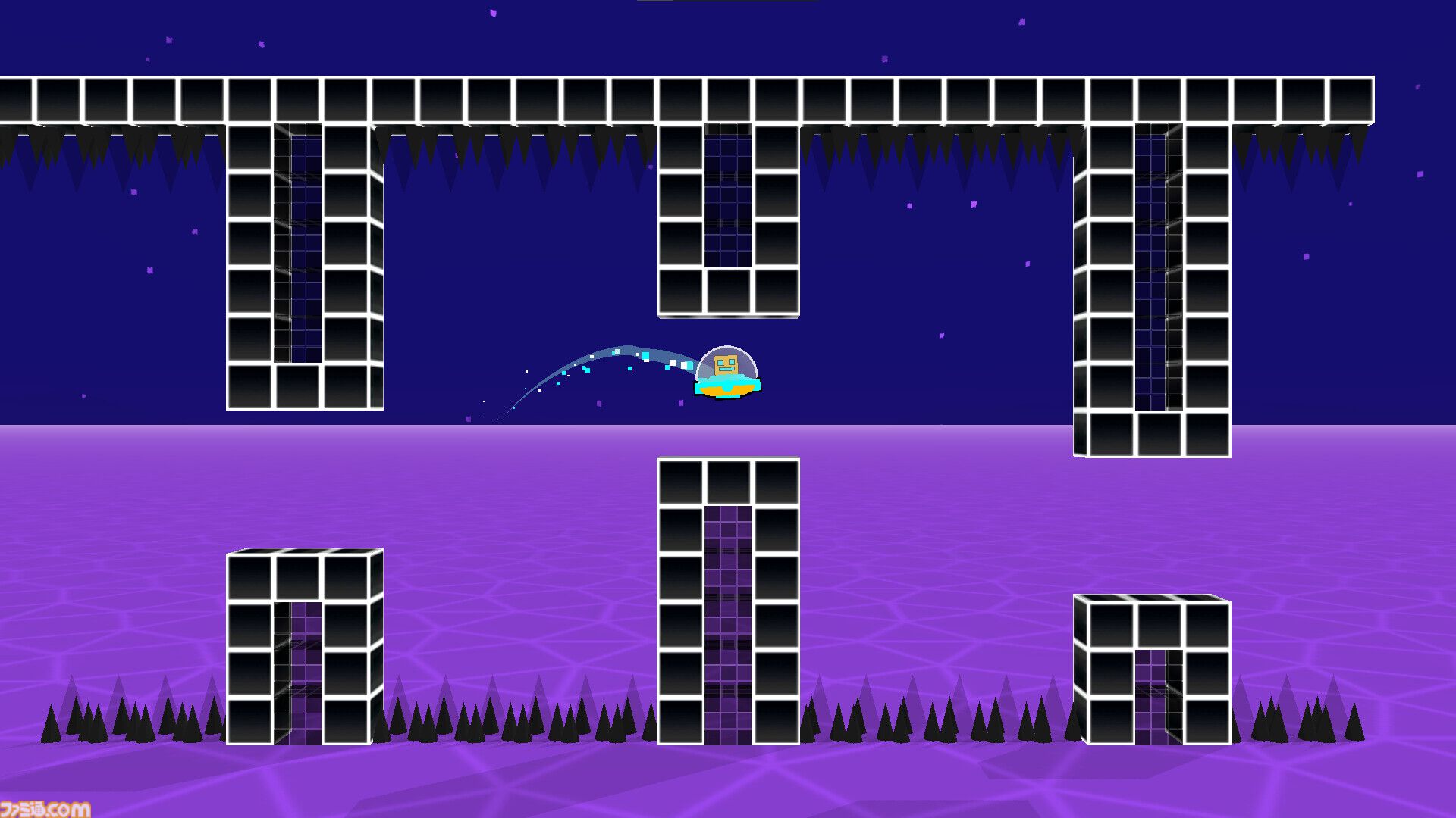 『3Dash』ギミックで心をへし折る高難度リズムゲーム。トゲ・飛行・重力反転のほか、3D空間を動き回るカメラからも気が抜けない