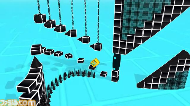 『3Dash』ギミックで心をへし折る高難度リズムゲーム。トゲ・飛行・重力反転のほか、3D空間を動き回るカメラからも気が抜けない