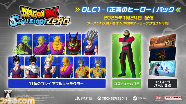 『ドラゴンボール Sparking! ZERO』孫悟飯ビーストやオレンジピッコロ、セルマックスなどが収録されるDLC第1弾が1月24日より配信。シーズンパス購入者は72時間前から早期プレイ可能