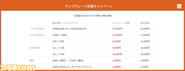 【FRONTIER】ゲーミングPC初心者必見。メモリやSSDアップグレード割引中、注目モデルがお買い得に