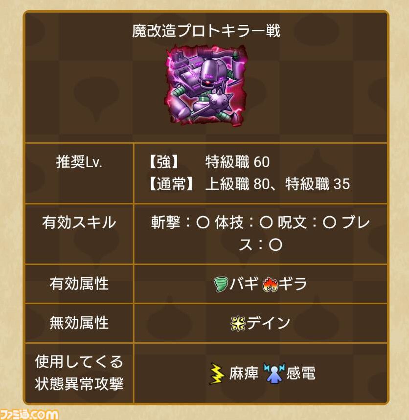 【ドラクエウォーク攻略】魔改造プロトキラー【強】攻略｜全体攻撃で均等にダメージを与えていくか、攻撃力減や幻惑などで弱体化させよう