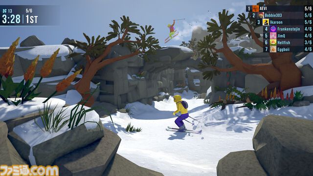『Lonely Mountains: Snow Riders』最大8人マルチプレイ対応のスキーゲームが発売。天然の障害物やジャンプ台が待ち受ける雪山を滑る