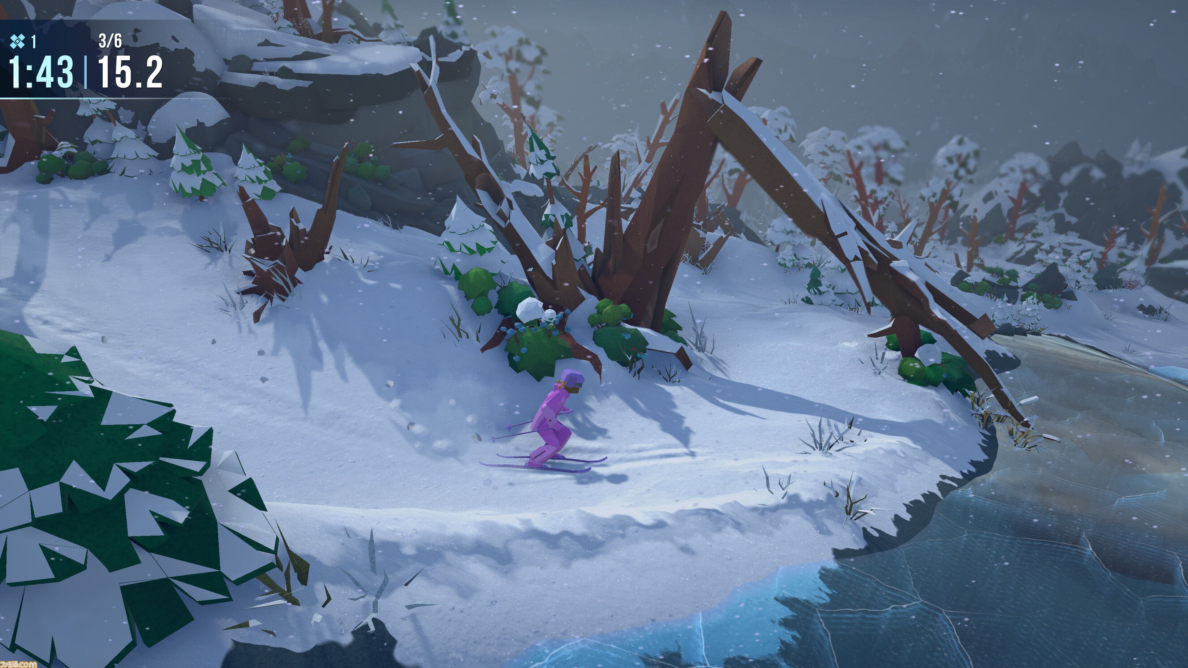『Lonely Mountains: Snow Riders』最大8人マルチプレイ対応のスキーゲームが発売。天然の障害物やジャンプ台が待ち受ける雪山を滑る