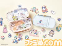 『スーパーマリオ』かわいいパステルカラーデザインのコラボ文具雑貨シリーズ1月下旬より発売。ノート、メモ、ポーチ、クリップなどデスク周りをマリオで彩る