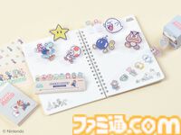 『スーパーマリオ』かわいいパステルカラーデザインのコラボ文具雑貨シリーズ1月下旬より発売。ノート、メモ、ポーチ、クリップなどデスク周りをマリオで彩る