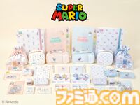 『スーパーマリオ』かわいいパステルカラーデザインのコラボ文具雑貨シリーズ1月下旬より発売。ノート、メモ、ポーチ、クリップなどデスク周りをマリオで彩る