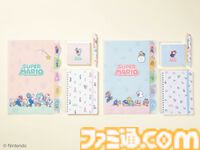 『スーパーマリオ』かわいいパステルカラーデザインのコラボ文具雑貨シリーズ1月下旬より発売。ノート、メモ、ポーチ、クリップなどデスク周りをマリオで彩る