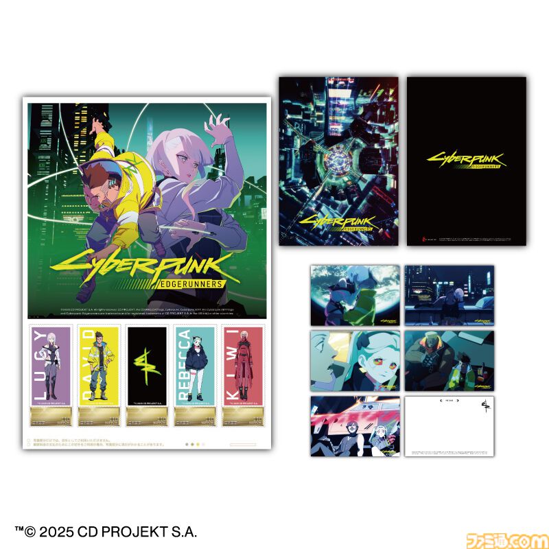 『サイバーパンク:エッジランナーズ』フレーム切手やアートTシャツなどが登場。デイビッド、ルーシー、レベッカらデザインのオリジナルグッズが3月16日まで予約受付中