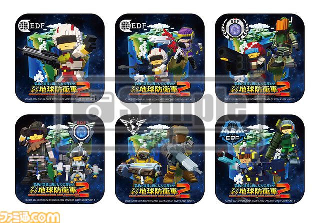 『デジボク地球防衛軍2』ファミ通DXパックのグッズデザインが公開。バルガのアクスタ、侵略生物デザインのマグカップ、歴代EDF隊員の缶バッジなど