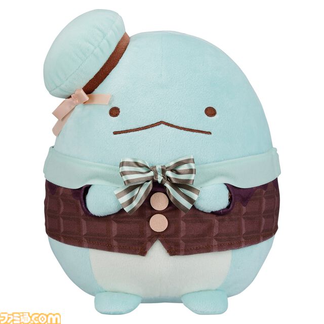 『すみっコぐらし』一番くじが本日（2/14）発売。チョコレートフェア衣装のとかげぬいぐるみがキュート。チョコレートファウンテンも賞品に