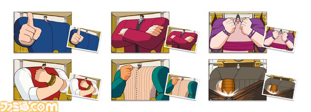 『逆転裁判』公式くじの肩幅がデカすぎる。巨大な肩幅イラストでおなじみsattouとのコラボ。ナルホドくんたちの頼もしさも強大に