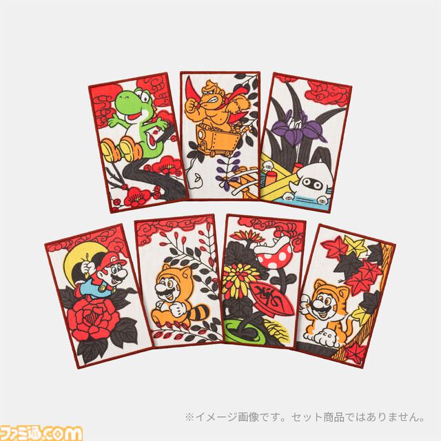 『マリオ花札』オリジナルグッズが2月17日より発売。ヨッシーの“二月 梅”、ドンキーコングの“四月 藤”など花札デザインのハンカチがおしゃれ