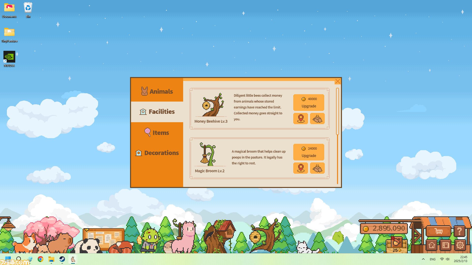 デスクトップ上にゆるかわ牧場を作ろう『デスクトップ小動物牧場』本日(2/18)Steamにてリリース。かわいい動物たちに見守られながら作業する喜びを感じる放置系牧場シミュレーション
