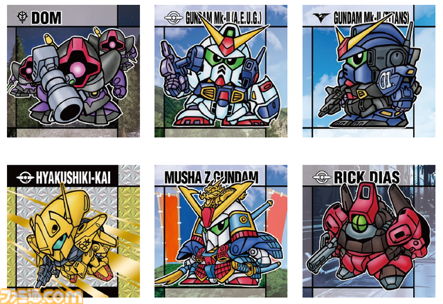 “元祖SDガンダムスナック”6月発売。裏面まで懐かしいシール付き菓子。Zガンダムや百式改、武者頑駄無など32種。横井画伯描き下ろしHi-vガンダムも
