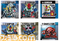“元祖SDガンダムスナック”6月発売。裏面まで懐かしいシール付き菓子。Zガンダムや百式改、武者頑駄無など32種。横井画伯描き下ろしHi-vガンダムも