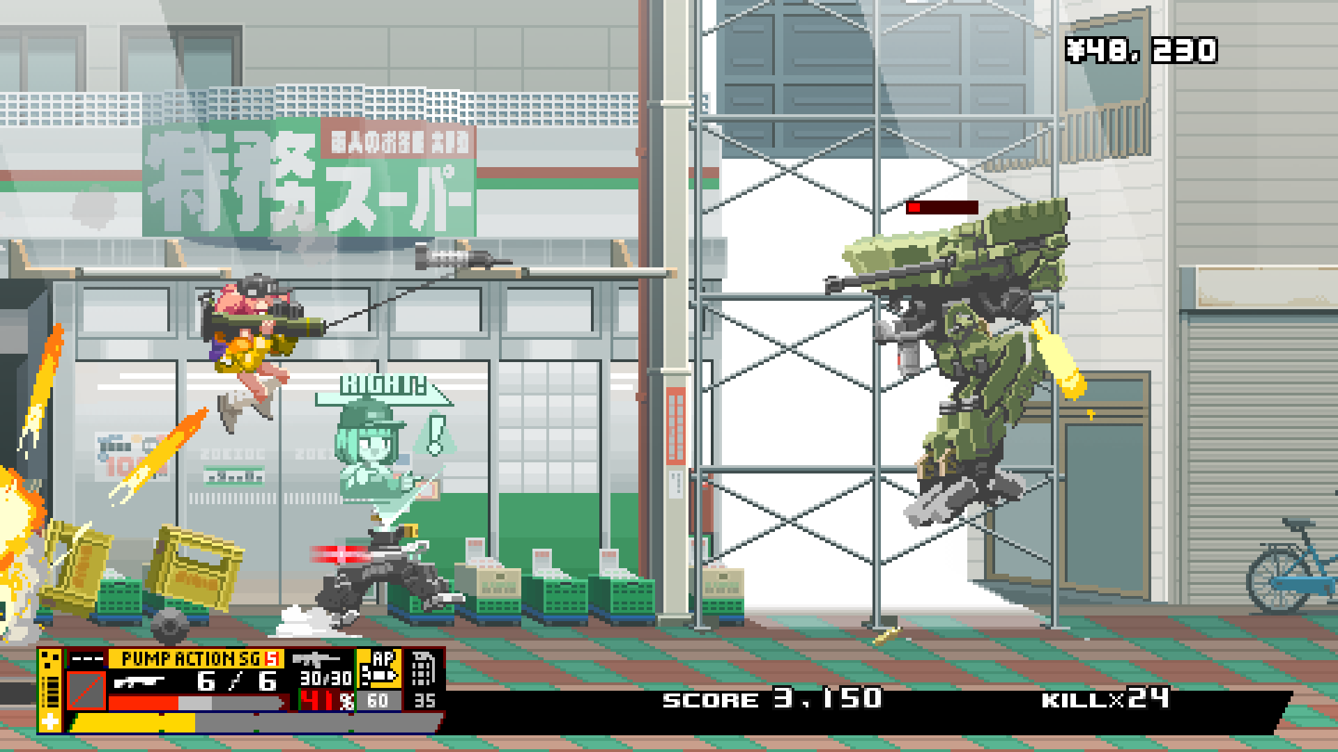 『Nitro Express（ナイトロ エクスプレス）』日本都市・撃ちまくりドンパチアクションの無料体験版が配信開始。美麗ピクセルアートで爽快感マシマシ