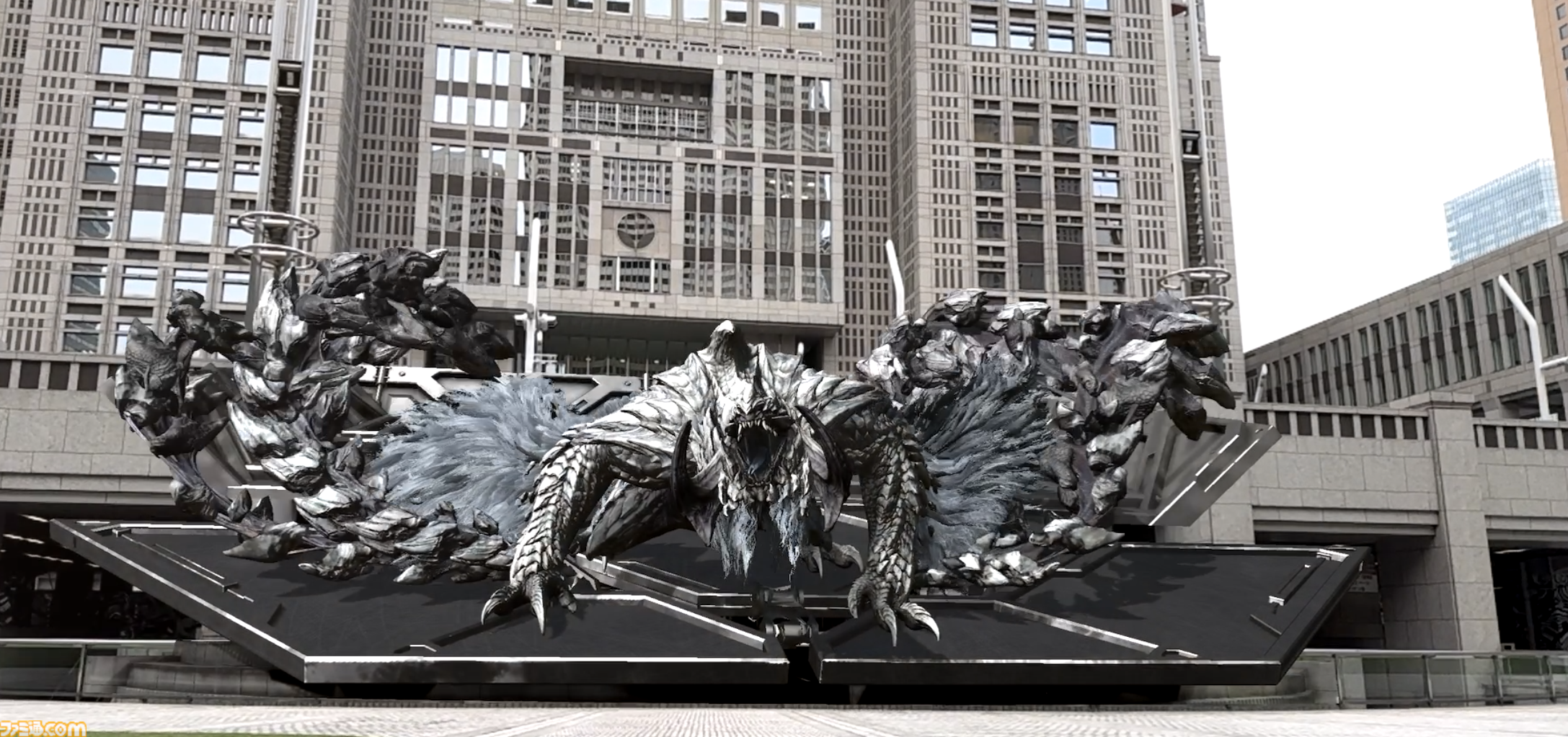 東京都庁に『モンスターハンターワイルズ』2大モンスターが襲来！ “鎖刃竜”アルシュベルドと“煌雷竜”レ・ダウの激闘をARで没入体験