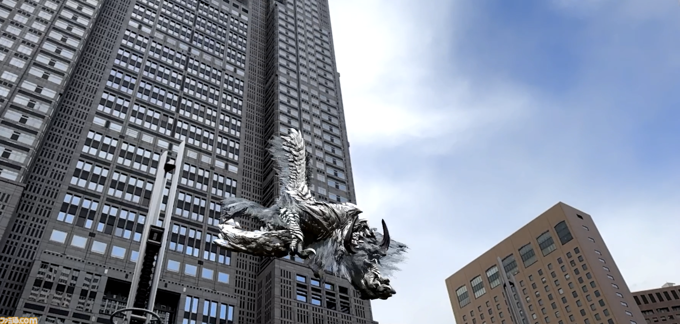東京都庁に『モンスターハンターワイルズ』2大モンスターが襲来！ “鎖刃竜”アルシュベルドと“煌雷竜”レ・ダウの激闘をARで没入体験