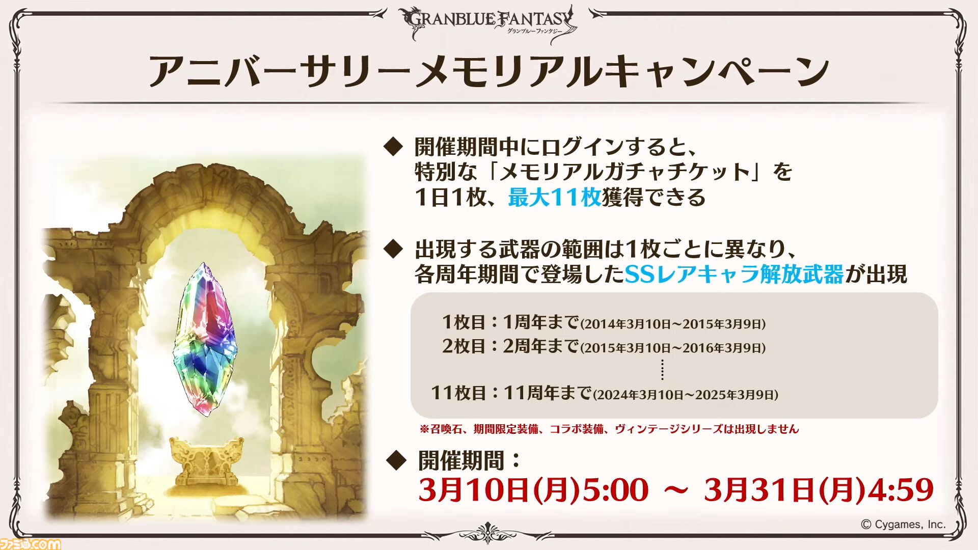 『グラブル』11周年記念最新情報まとめ。新要素“アーティファクト”や“天元たる六色の理”のフリークエスト版、アニバーサリーメモリアルキャンペーンなど新たな試みが多数！