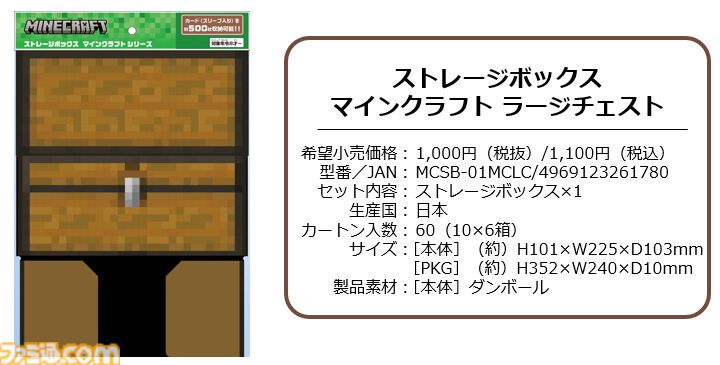 『マイクラ』トレーディングカード用ストレージボックスが4月18日発売。“ラージチェスト”にスリーブ付きのカードが最大で500枚を収納可能