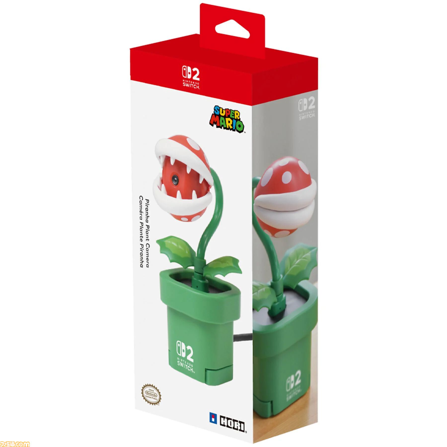 Switch2用パックンフラワー型カメラがドイツの通販サイトに登場、パッケージにはHORIロゴ。日本での発売にも期待